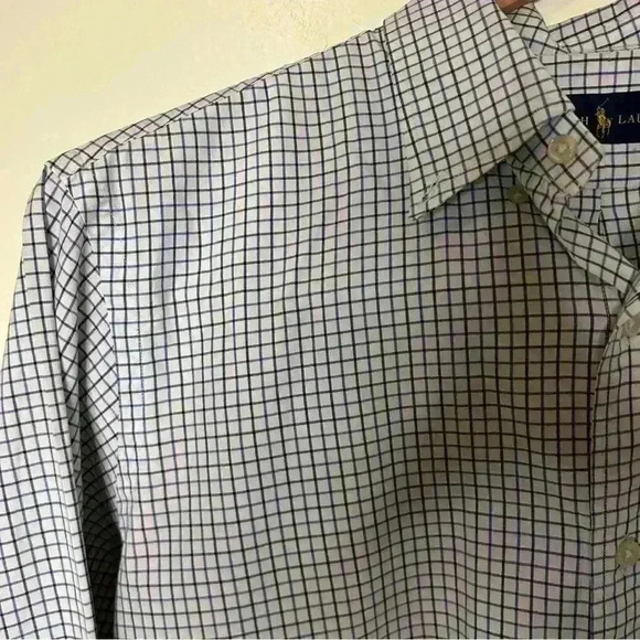 Ralph Lauren Classic Blue Windowpane Plaid Button Down Dress Shirt Size XL - Picture 4 of 5